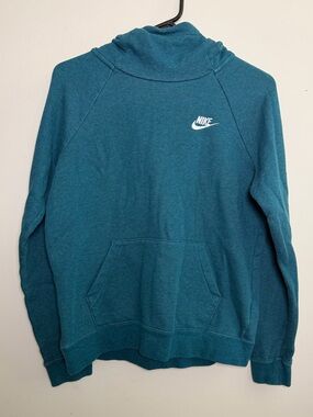 Nike Small Logo Hoodie Women’s Small Teal Pullover Sweatshirt
